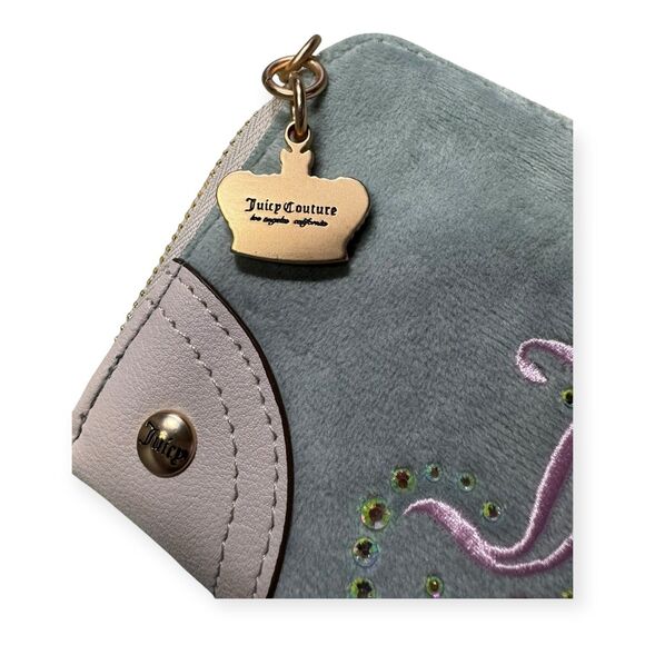 Juicy Couture Dream Juicy Wallet Velvet Faux Leather Crystals Zip-Around Y2K VTG - Picture 3 of 4